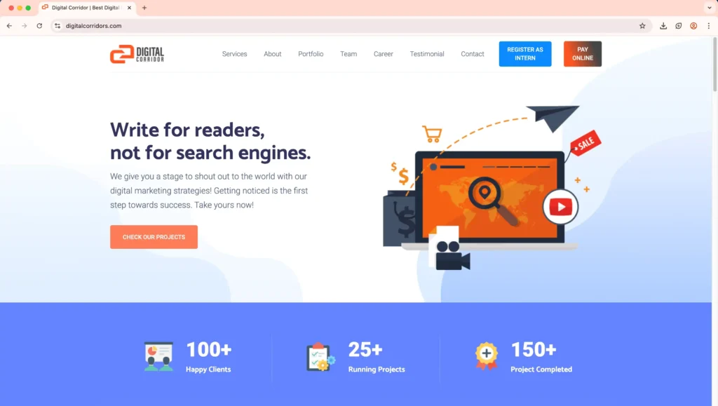 Digital Corridor homepage – one of the top digital marketing agencies in Varanasi.