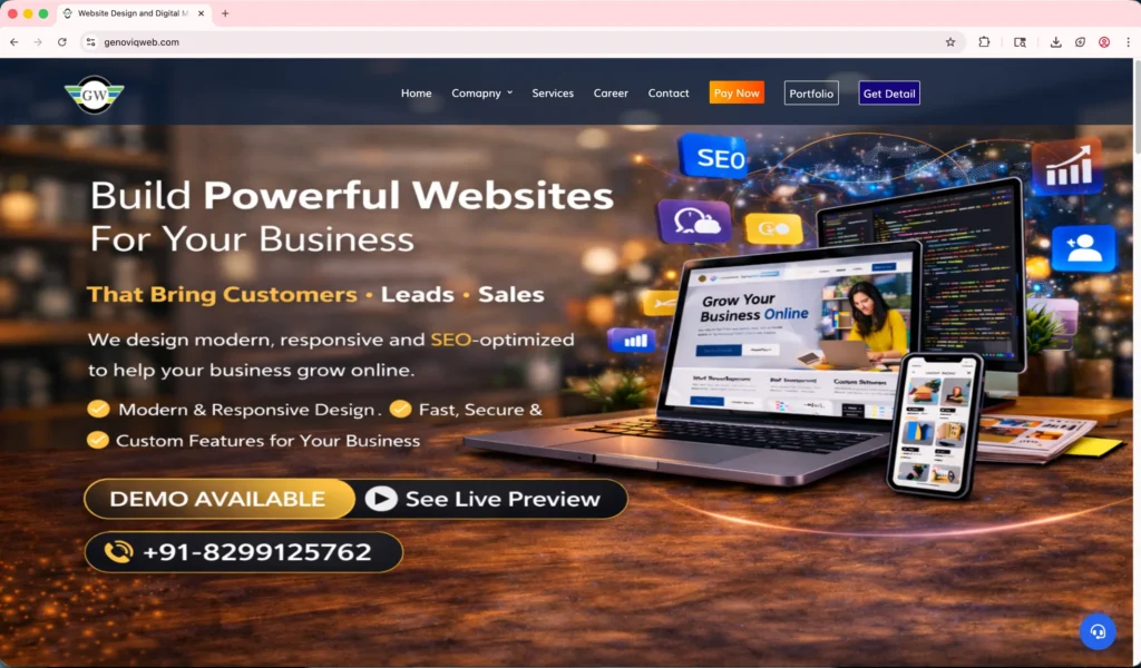 Genoviq Web is a digital marketing agency in Varanasi helping businesses grow with design and online strategies.