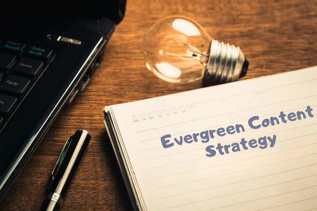 Evergreen content creation supported by ongoing content promotion.