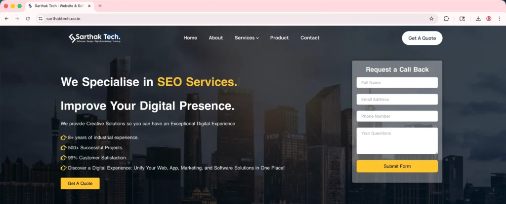 Sarthak Tech is featured among SEO companies in Varanasi.